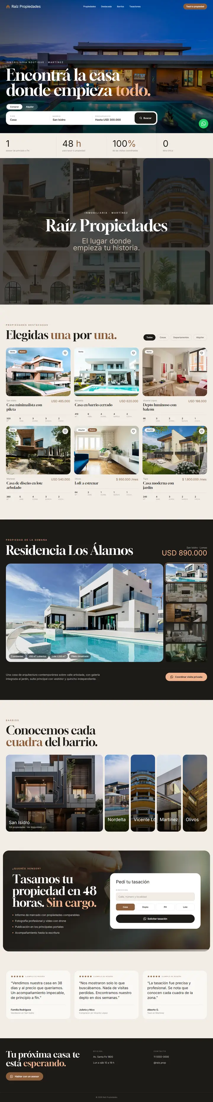 Demo para Raíz Propiedades, inmobiliaria de ejemplo
